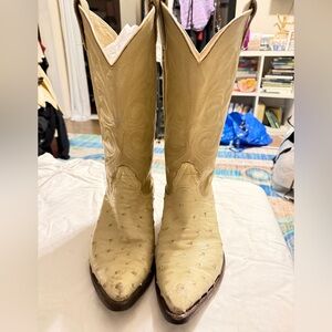 Vintage Yield Ostrich Cowboy Boots Men’s 8 EE USA Made Western